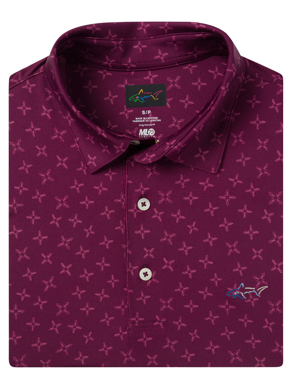 Greg Norman ML75 Stretch Floral Foulard Polo - Grape Wine