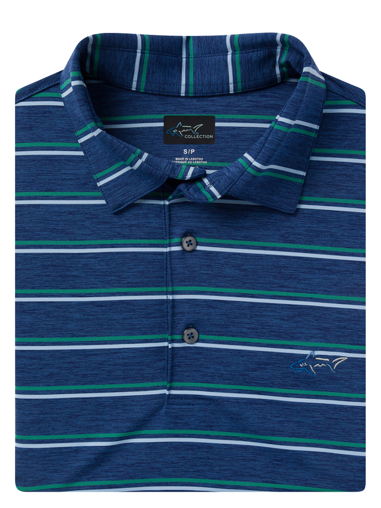 Greg Norman ML75 Stretch Jersey Escape Stripe Polo - Nocturne Heather