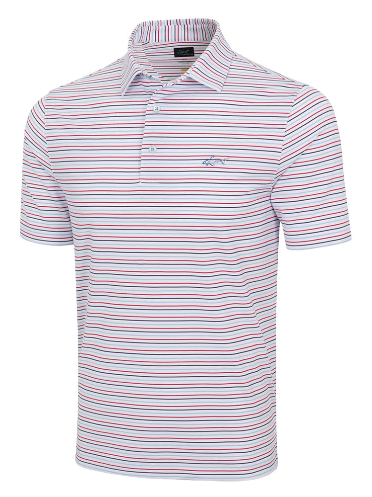 Greg Norman ML75 Stretch Jersey Game Day Stripe Polo - White