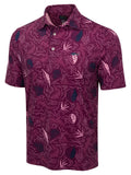 Greg Norman ML75 Stretch Tropical Sharks Polo - Grape Wine