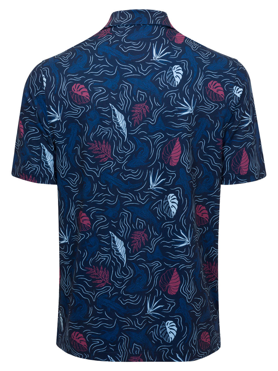 Greg Norman ML75 Stretch Tropical Sharks Polo - Navy