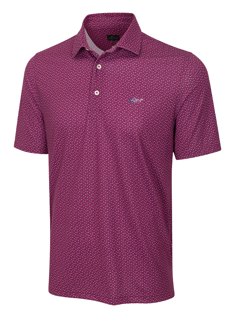 Greg Norman Play Dry Mini Abstract Spread Polo - Grape Wine