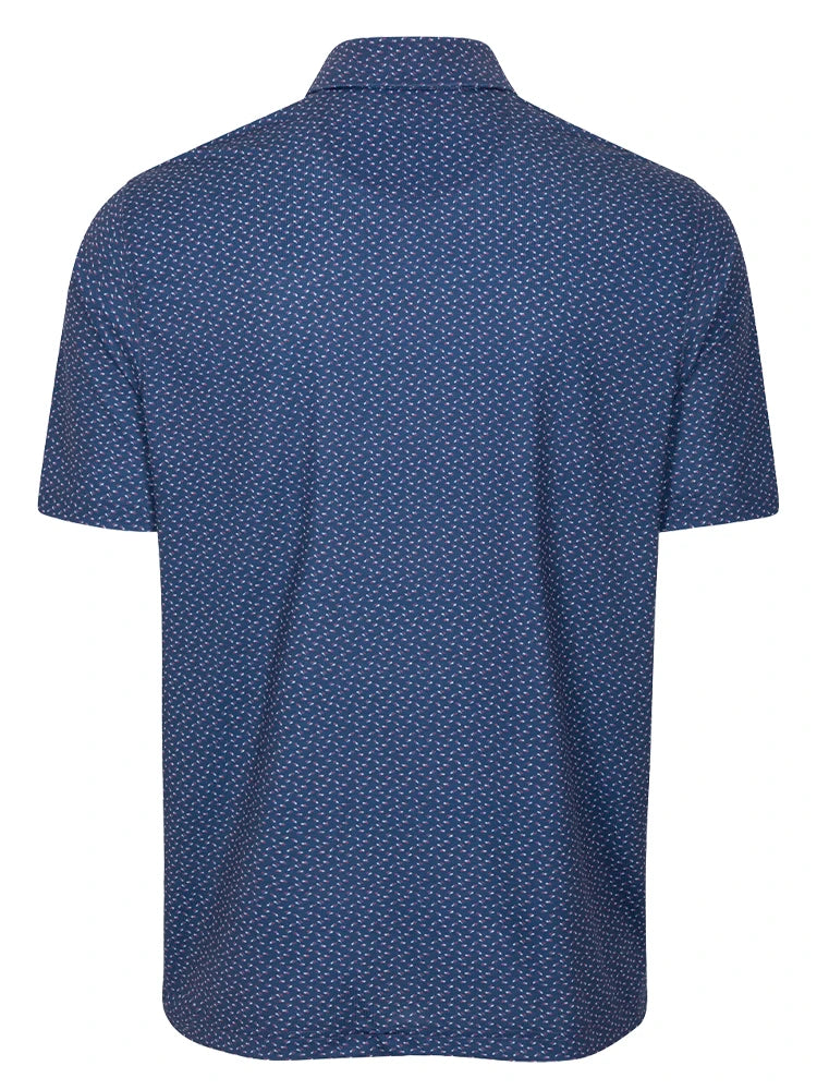 Greg Norman Play Dry Mini Abstract Spread Polo - Navy