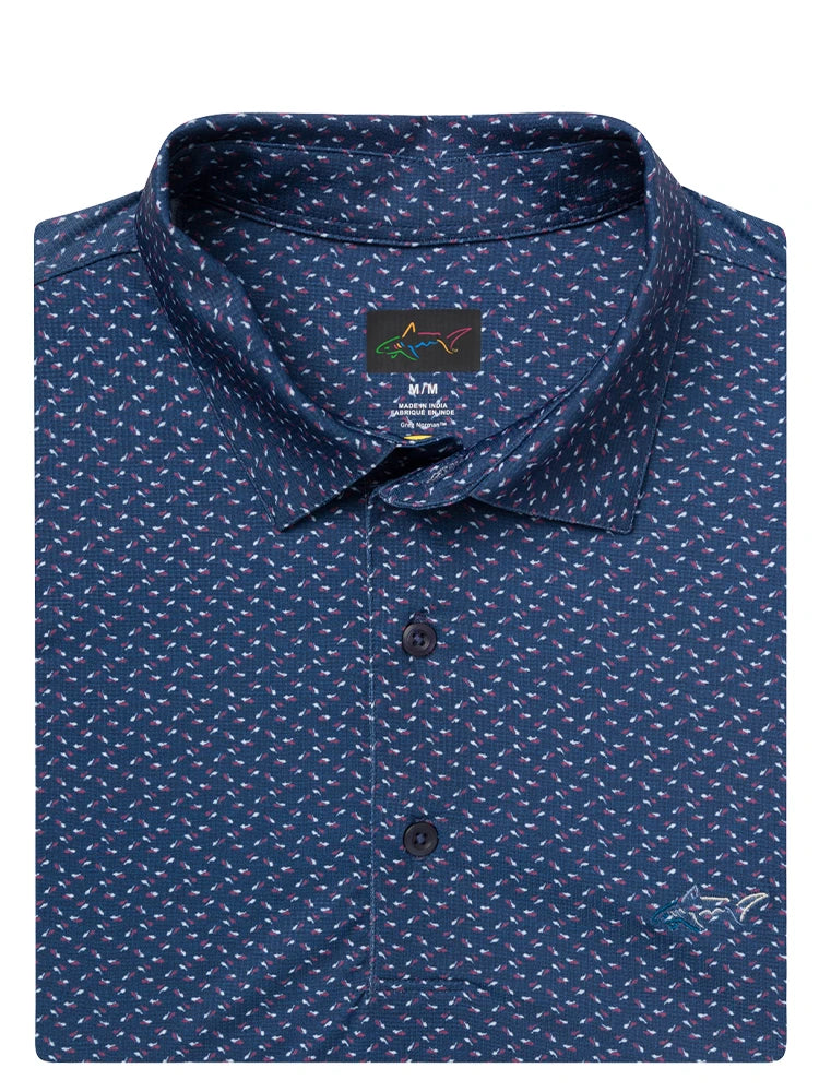 Greg Norman Play Dry Mini Abstract Spread Polo - Navy