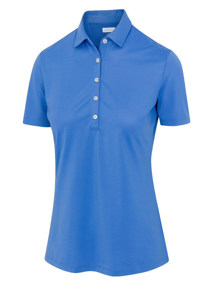 Greg Norman Women's Freedom Micro Pique Short Sleeve Polo - Aegean Blue