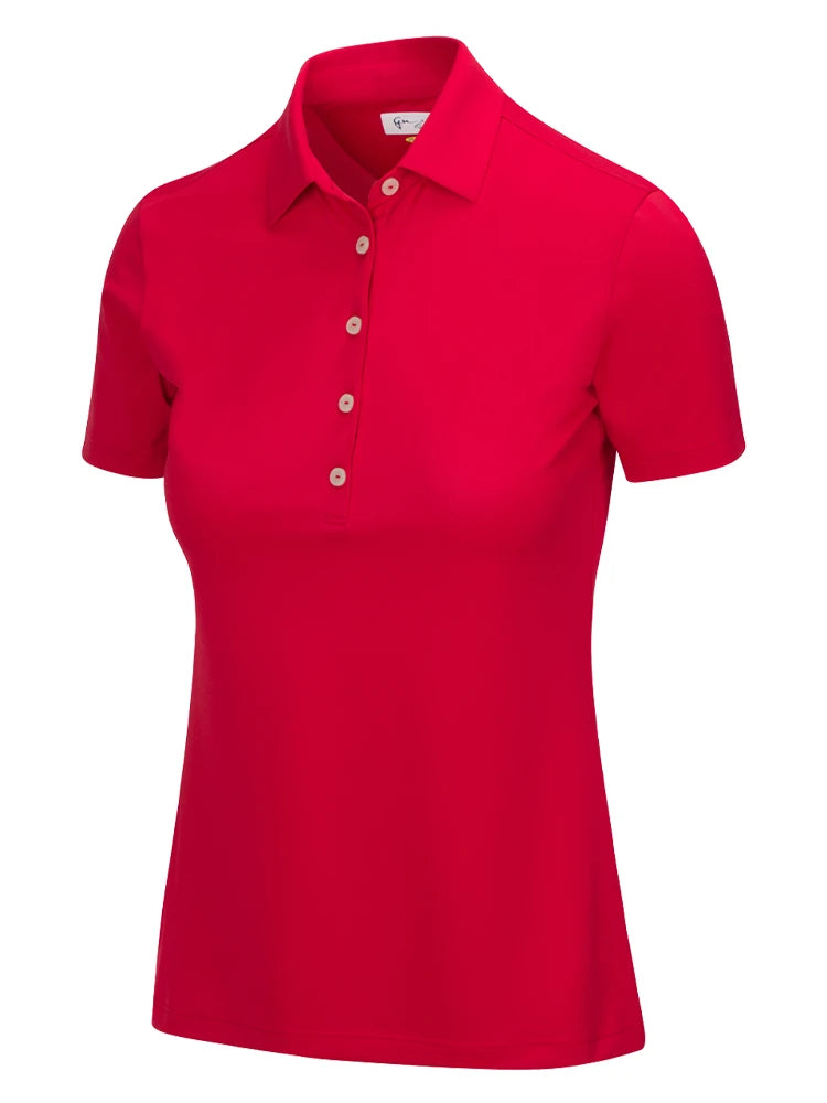 Greg Norman Women's Freedom Micro Pique Short Sleeve Polo - British Red