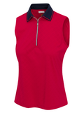 Greg Norman Women's ML75 Stretch Anthem Sleeveless Zip Polo - British Red