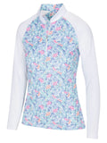 Greg Norman Women's Paisley Print 1/4 Zip Long Sleeve Mock - White