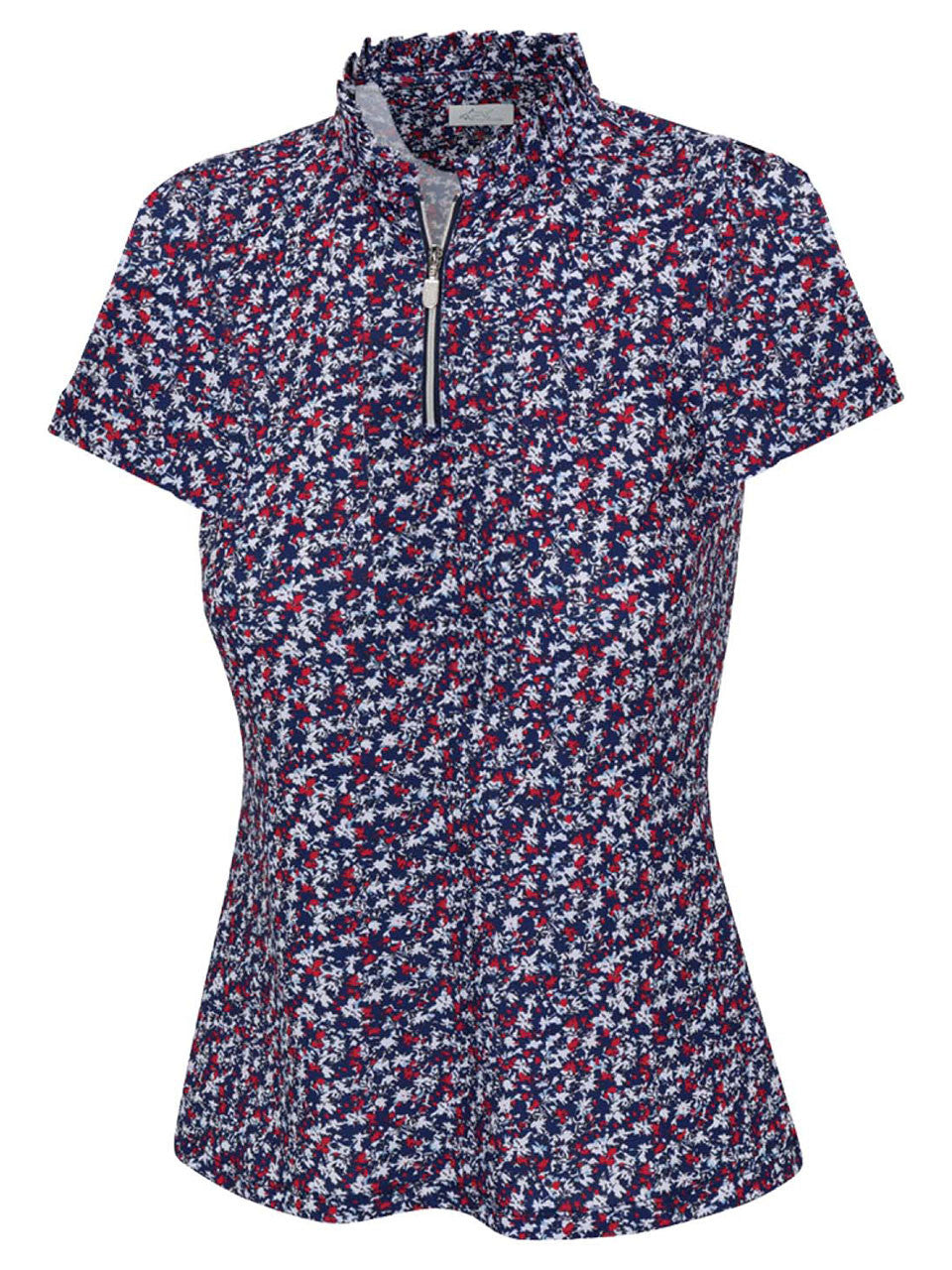 Greg Norman Women's Prestige Short Sleeve Zip Polo - Navy