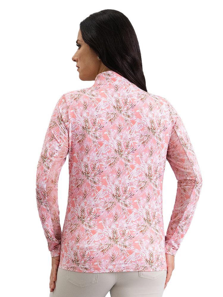 IBKUL Briana Long Sleeve Mock Neck Top - Peach