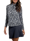 IBKUL Karen Long Sleeve Mock Neck Top - Black/Grey