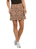 IBKUL Karen Print Faux Wrap Skort (16.5") -Brown/Tan