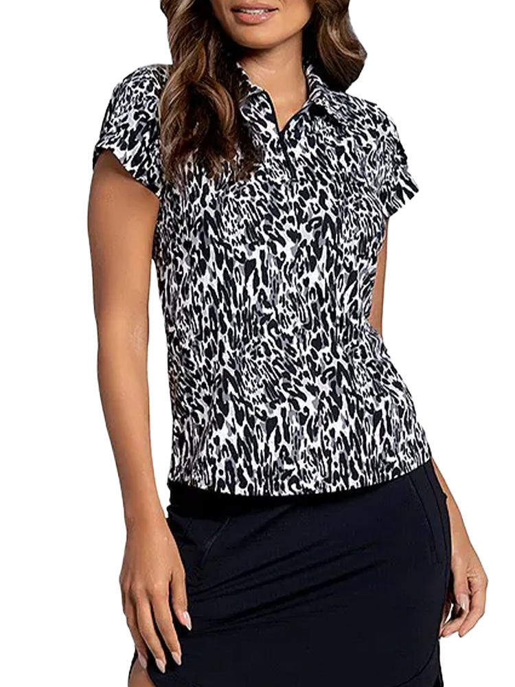 IBKUL Karen Tulip Short Sleeve Polo - Black/Grey