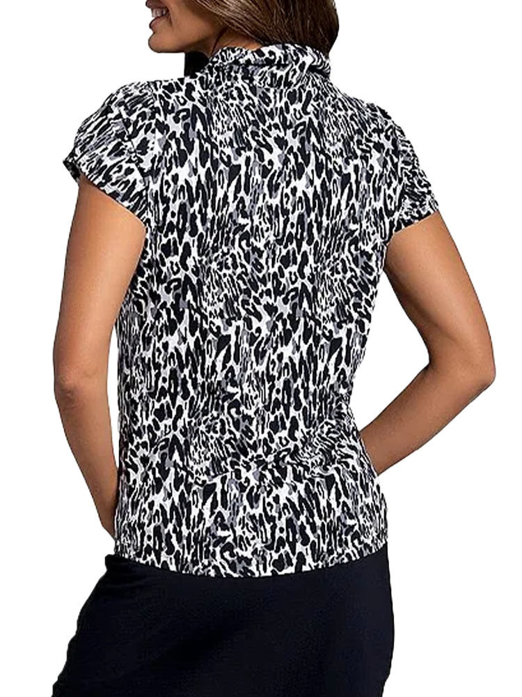 IBKUL Karen Tulip Short Sleeve Polo - Black/Grey
