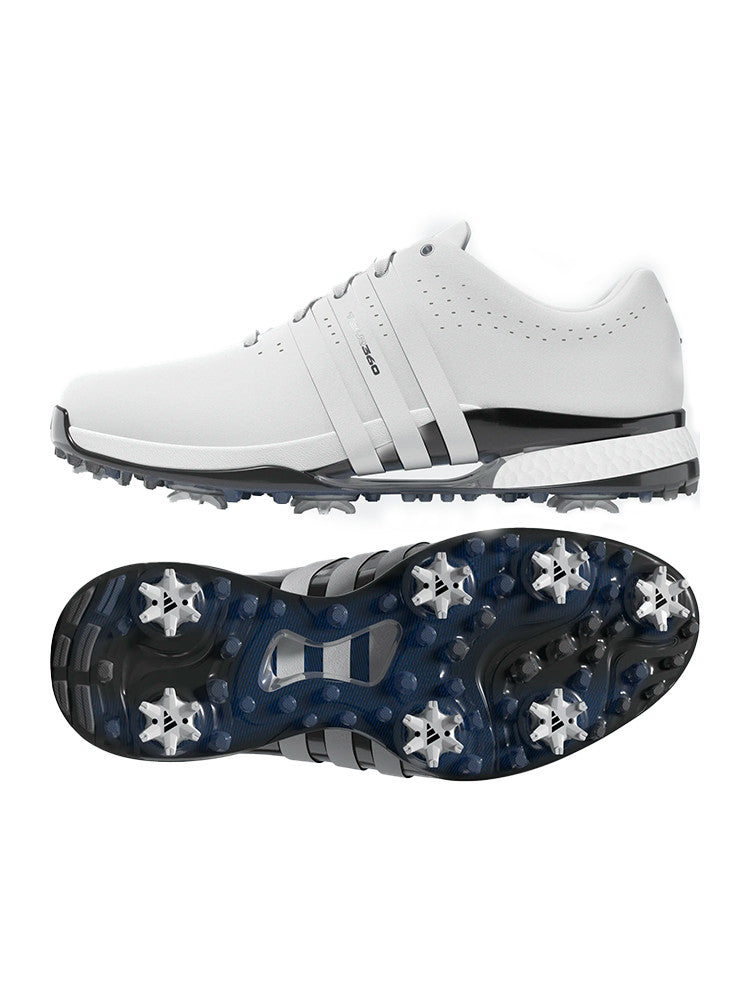adidas Tour360 24 Boost Golf Shoes (Wide Fit) - White/Core Black/Lucid Ray Blue