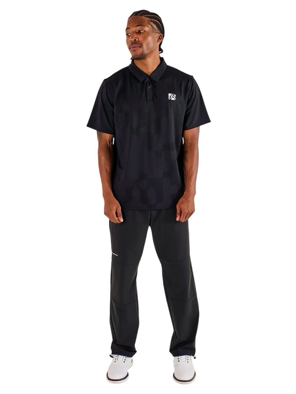 Malbon Performance Mesh Paneled Polo - Black