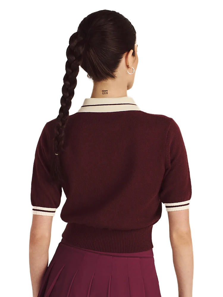 Malbon Womens Mikayla Knit Polo - Red Mahogany