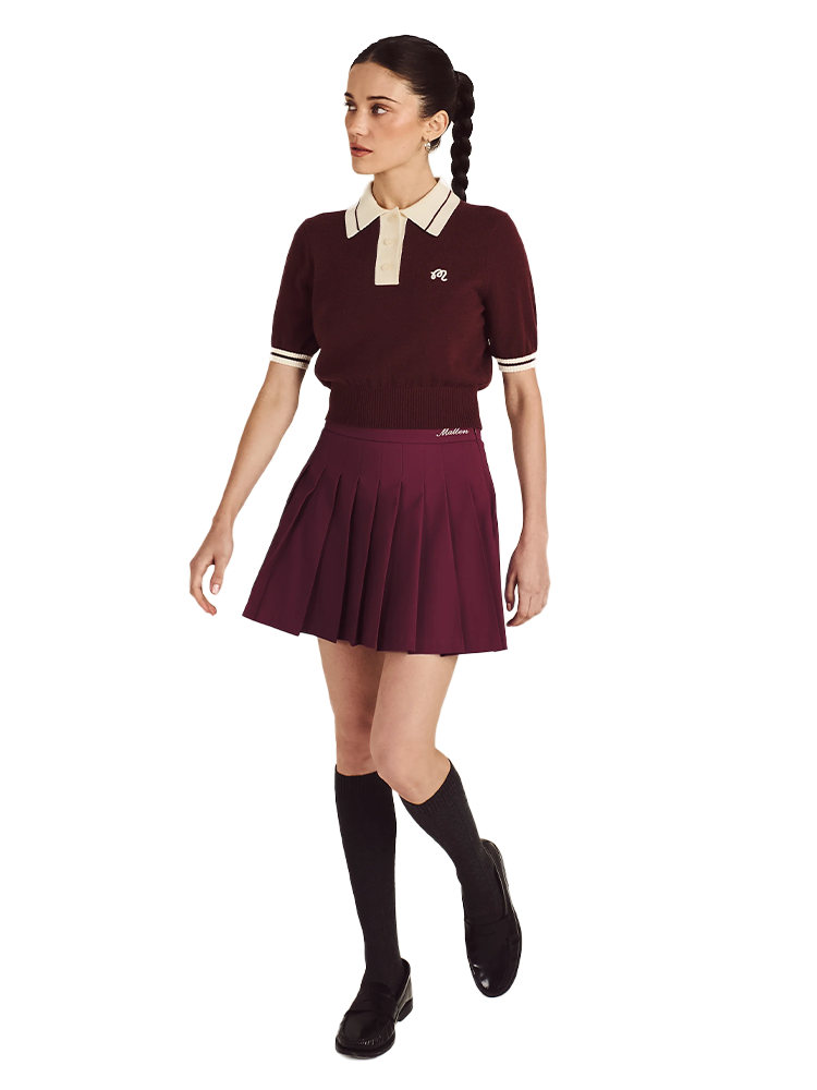 Malbon Womens Mikayla Knit Polo - Red Mahogany