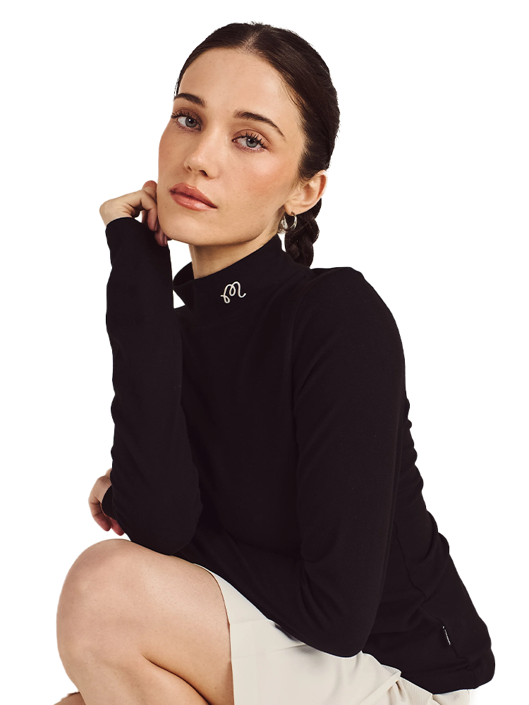 Malbon Womens Rally Mock Neck - Black