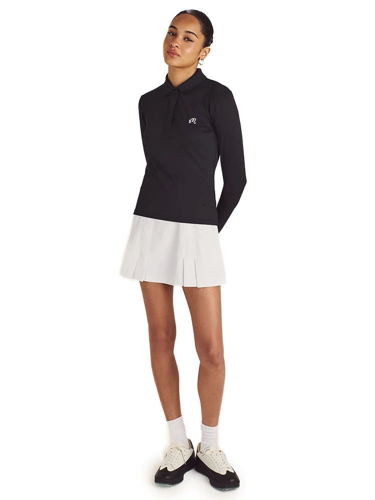 Malbon Womens Venus Long Sleeve Polo - Black