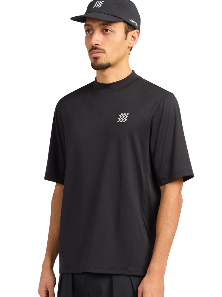 Manors Golf Course Mock Neck Polo - Black