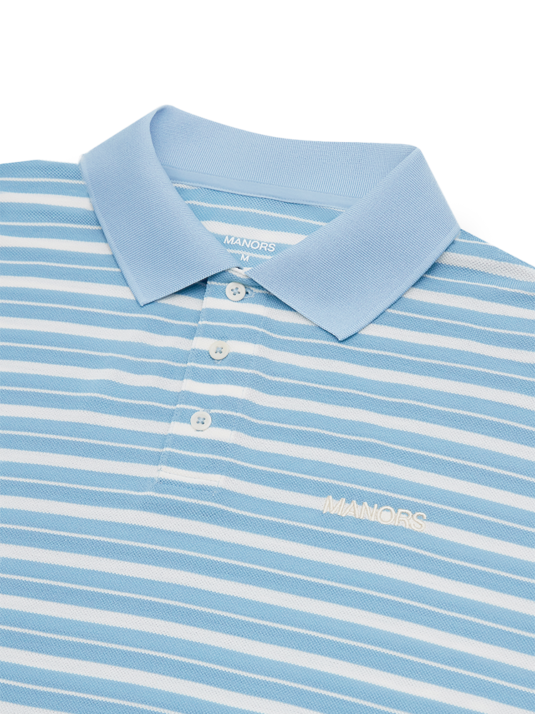 Manors Golf GOAT Pique Monogram Polo - Sky Blue