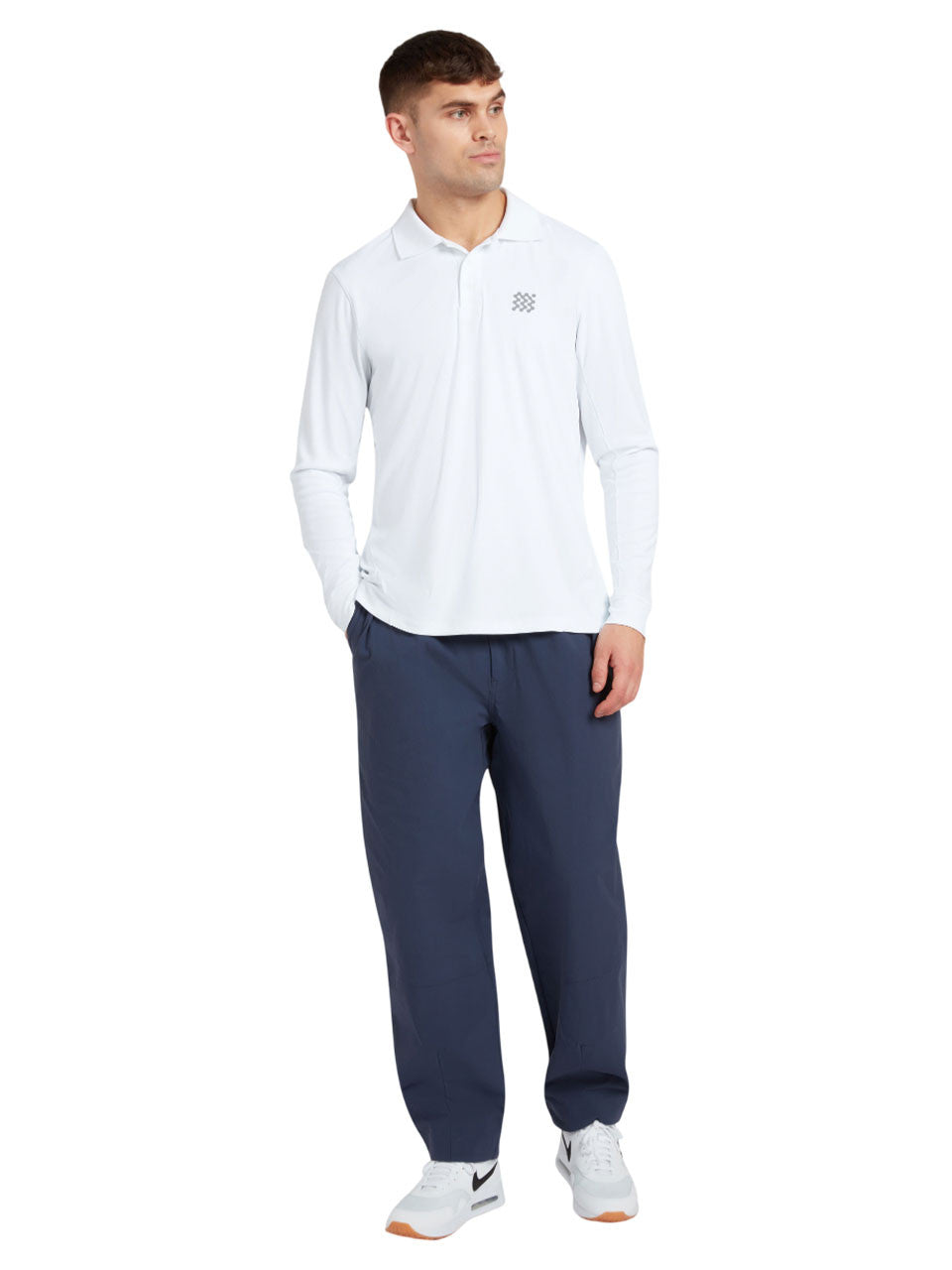 Manors Golf Long Sleeve Course Polo - White
