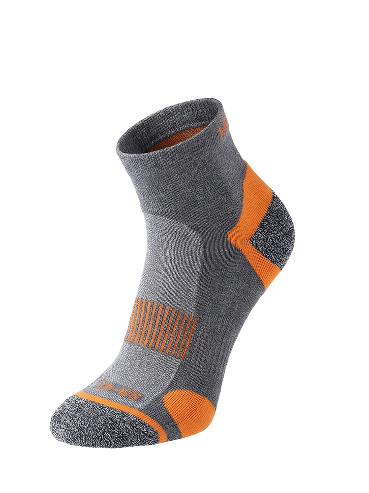 Meikan 5 Pack Quarter Cut Performance Sports Socks - Grey/Orange