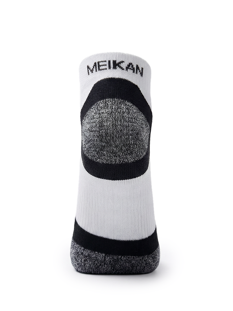 Meikan 5 Pack Low Cut Performance Sports Socks - White/Black