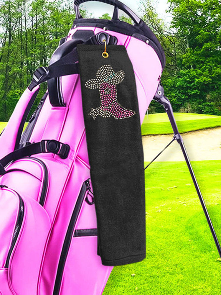 Navika Cowgirl Boot Golf Towel Black