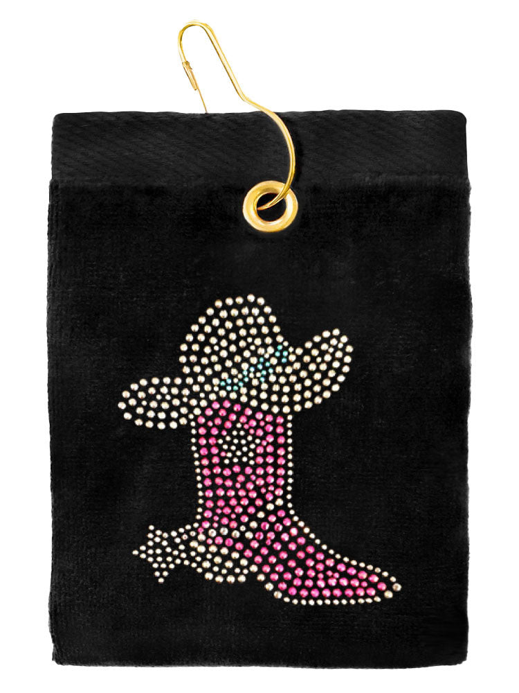 Navika Cowgirl Boot Golf Towel Black
