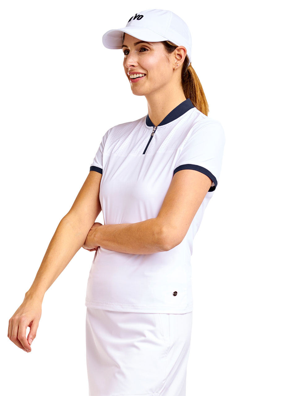 Nivo Womens Eliana Short Sleeve Mock - Navy