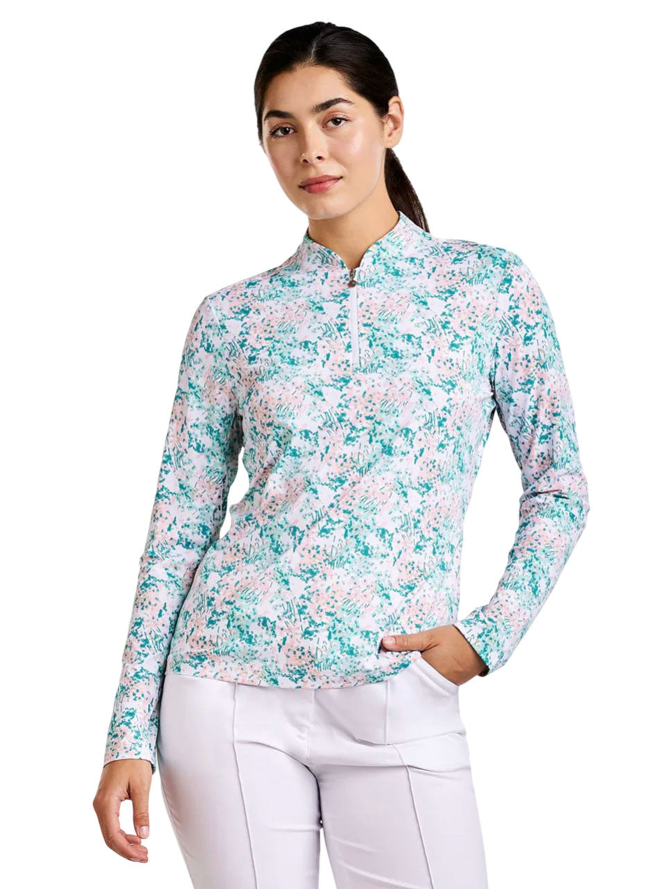 Nivo Womens Lolita Long Sleeve Livcool Mock - White/Aruba