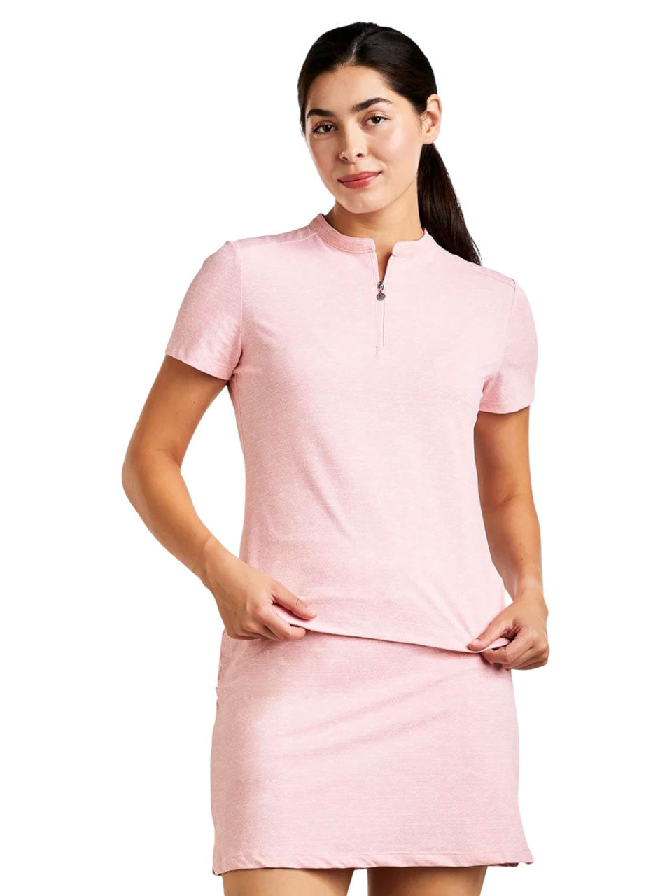 Nivo Womens Lynda Short Sleeve Livcool Mock  - Crystal Rose