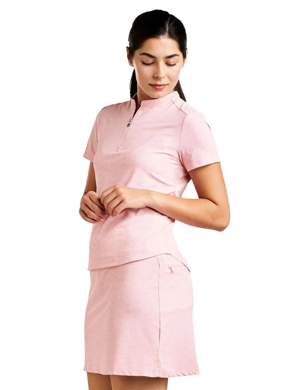 Nivo Womens Lynda Short Sleeve Livcool Mock  - Crystal Rose