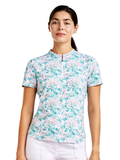 Nivo Womens Lynda Short Sleeve Livcool Mock  - White/Aruba Blue