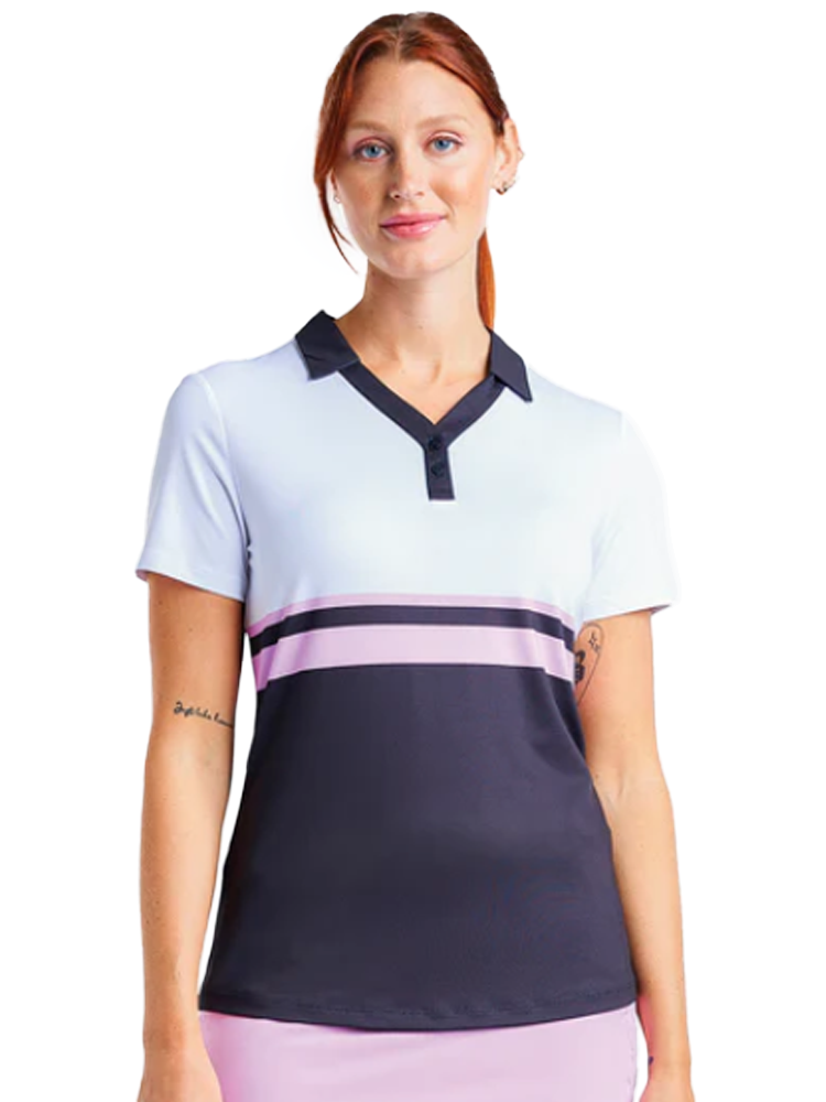 Nivo Women's Samara Short Sleeve Polo - White/Black