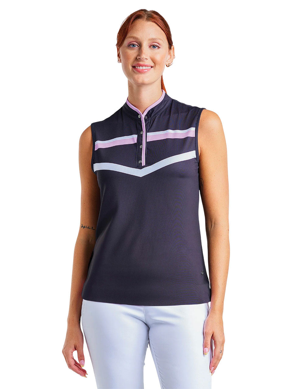 Nivo Womens Sibyl Sleeveless Mock - Black/Bubble Gum