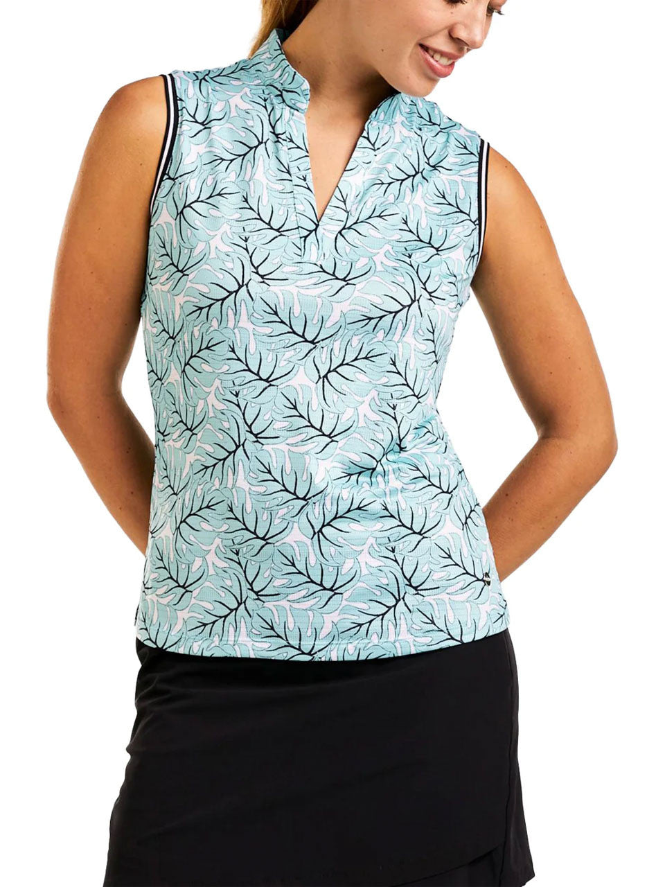 Nivo Womens Vivia Sleeveless Mock - Aruba Blue/White