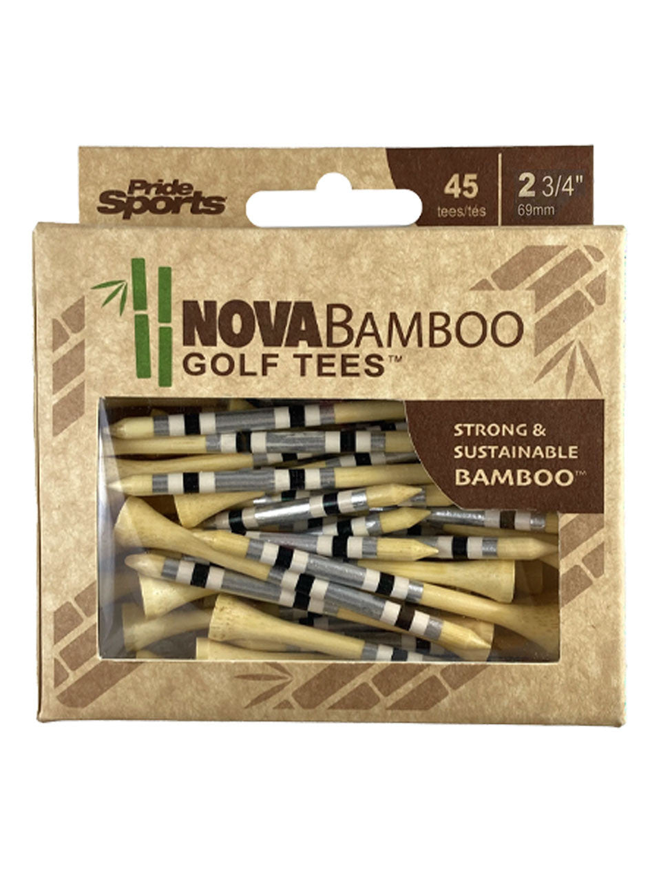Nova Bamboo Striped Golf Tees - 2.75"