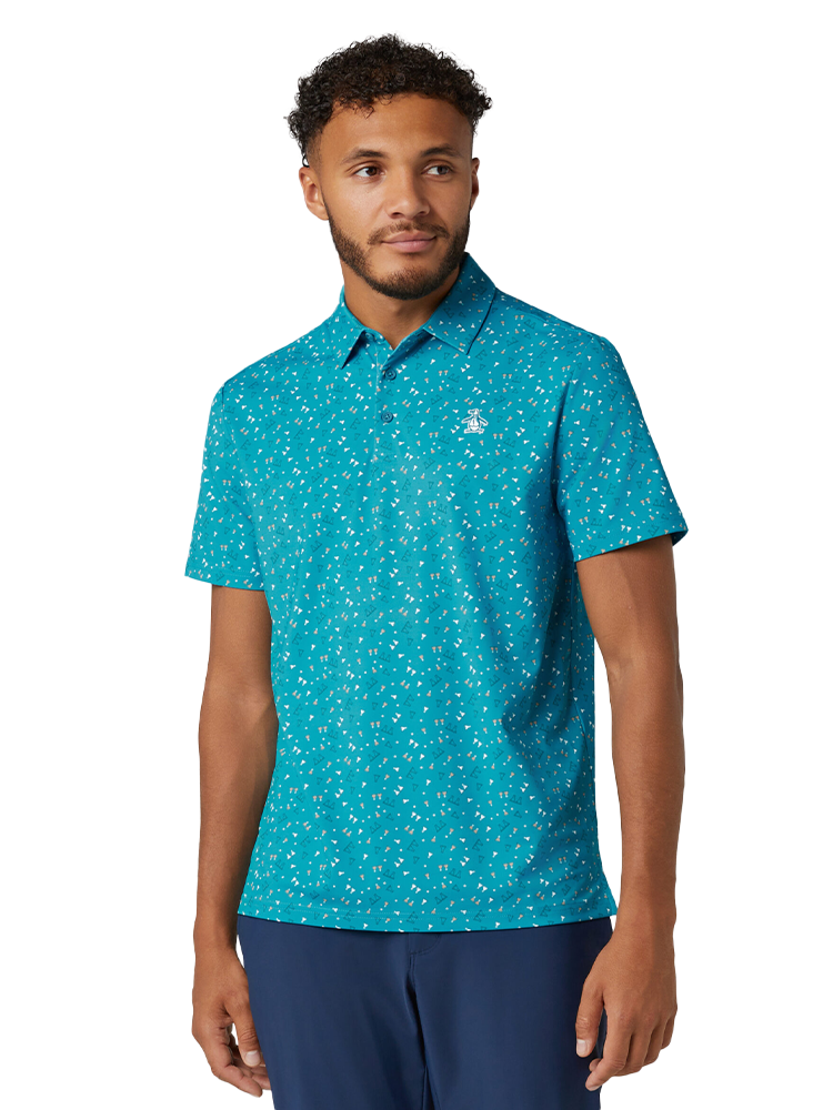 Original Penguin 19th Hole Sake-Tini Novelty Polo - Caribbean Sea