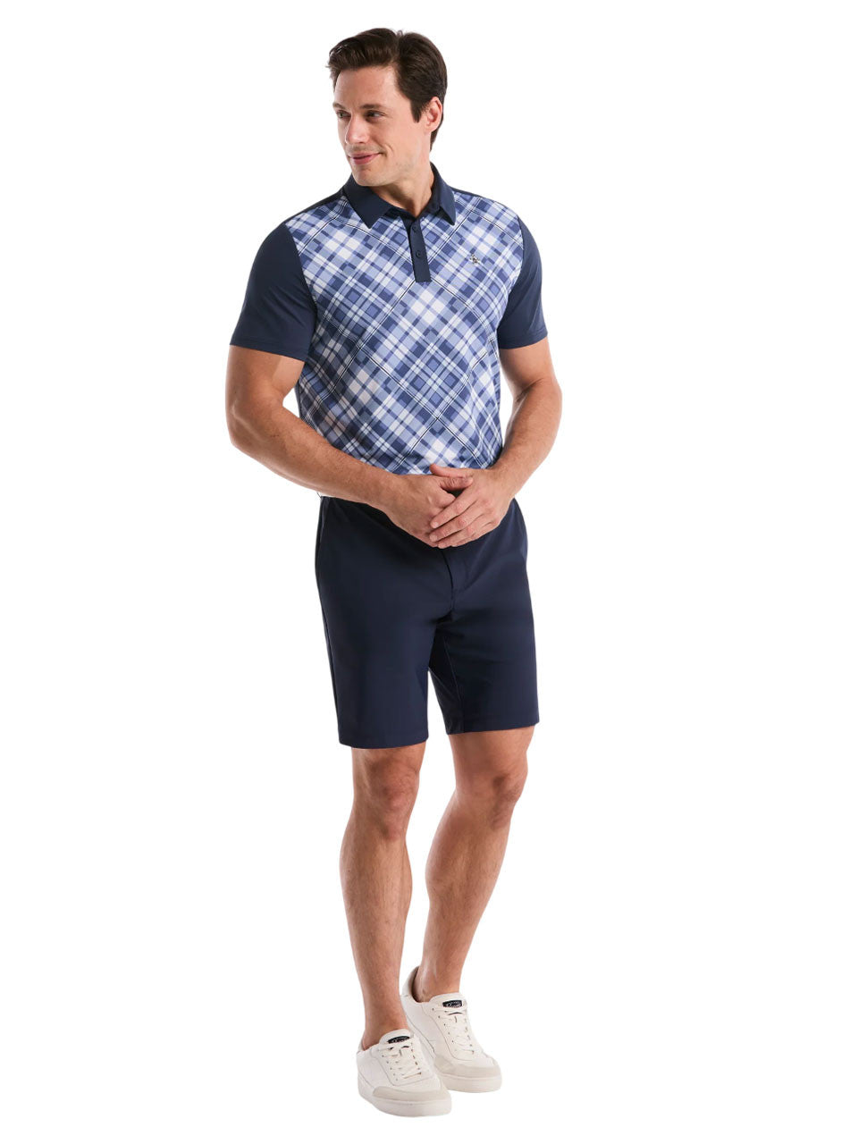 Original Penguin 50's Block Madras Plaid Polo - Black Iris