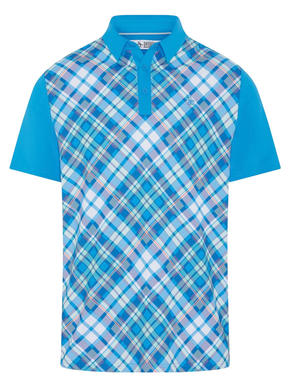 Original Penguin 50's Block Madras Plaid Polo - Malibu Blue