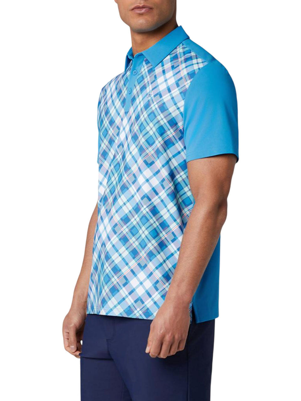 Original Penguin 50's Block Madras Plaid Polo - Malibu Blue