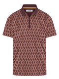 Original Penguin All Over YD Jacquard Colour Block Polo - Mauvu Wine
