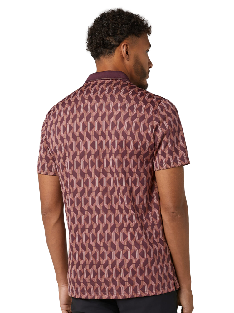 Original Penguin All Over YD Jacquard Colour Block Polo - Mauvu Wine
