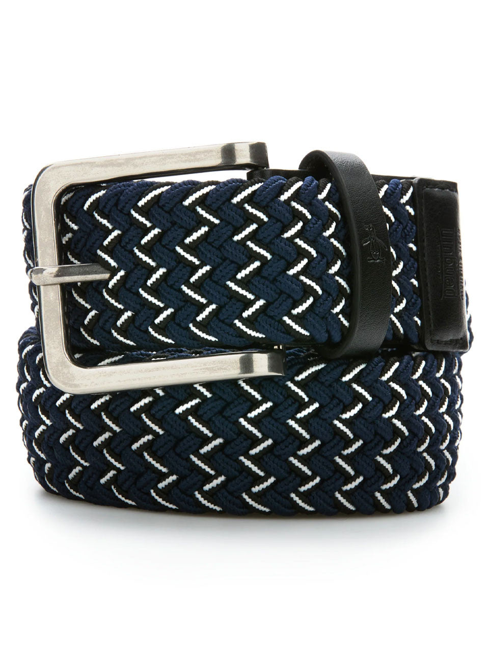 Original Penguin Braided Woven Stripe Golf Belt - Black Iris