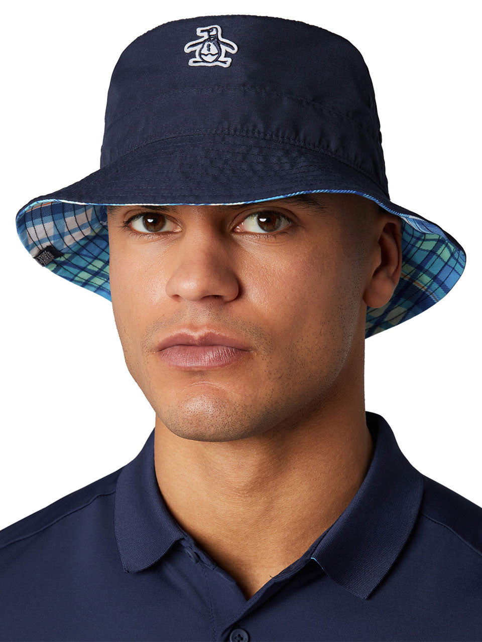Original Penguin Golf Plaid Reversible Bucket Hat - Black Iris