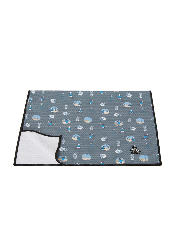 Original Penguin Microfibre Printed Waffle Golf Towel - Quiet Shade