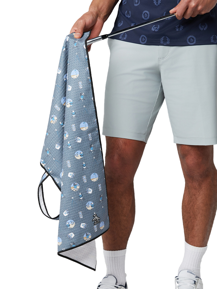 Original Penguin Microfibre Printed Waffle Golf Towel - Quiet Shade